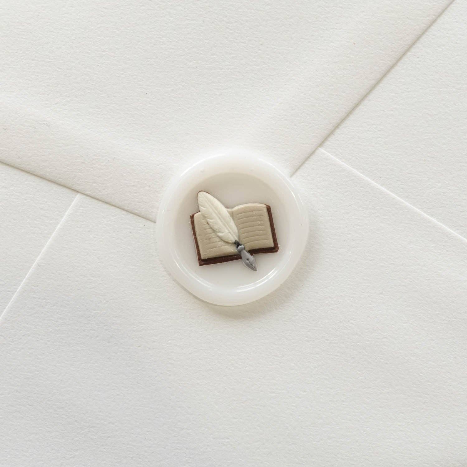 3D Book & Quill Wax Seal Stamp , Wax Seal Kit or Stamp Head BookGeek