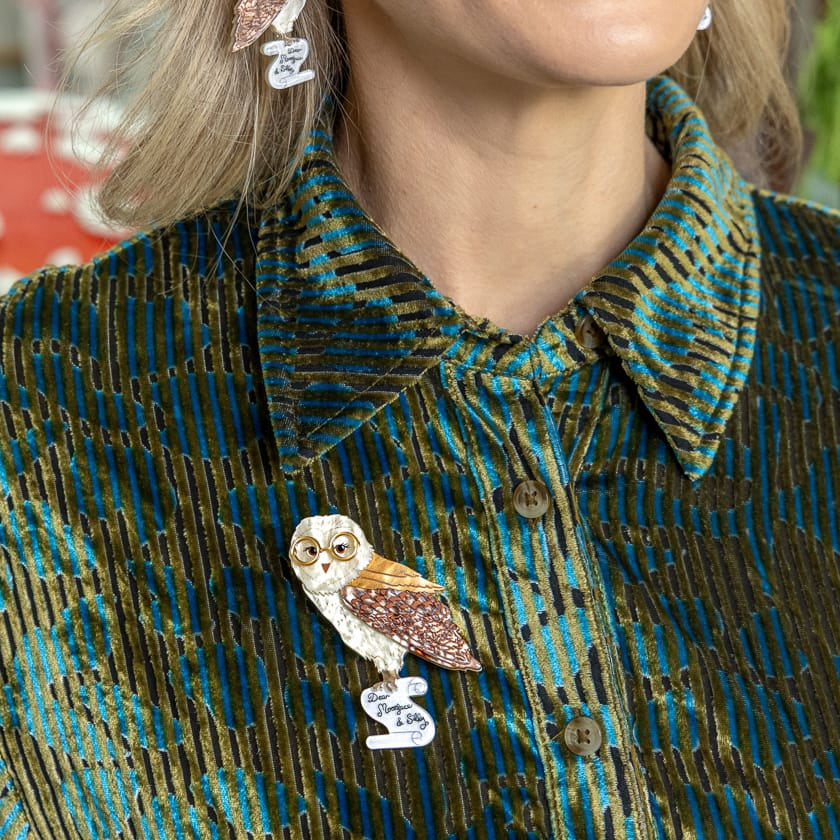 Barny Owl Brooch BookGeek