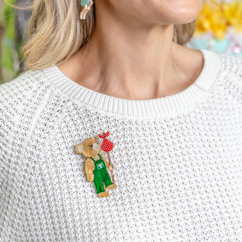Bear's Adventures Brooch BookGeek