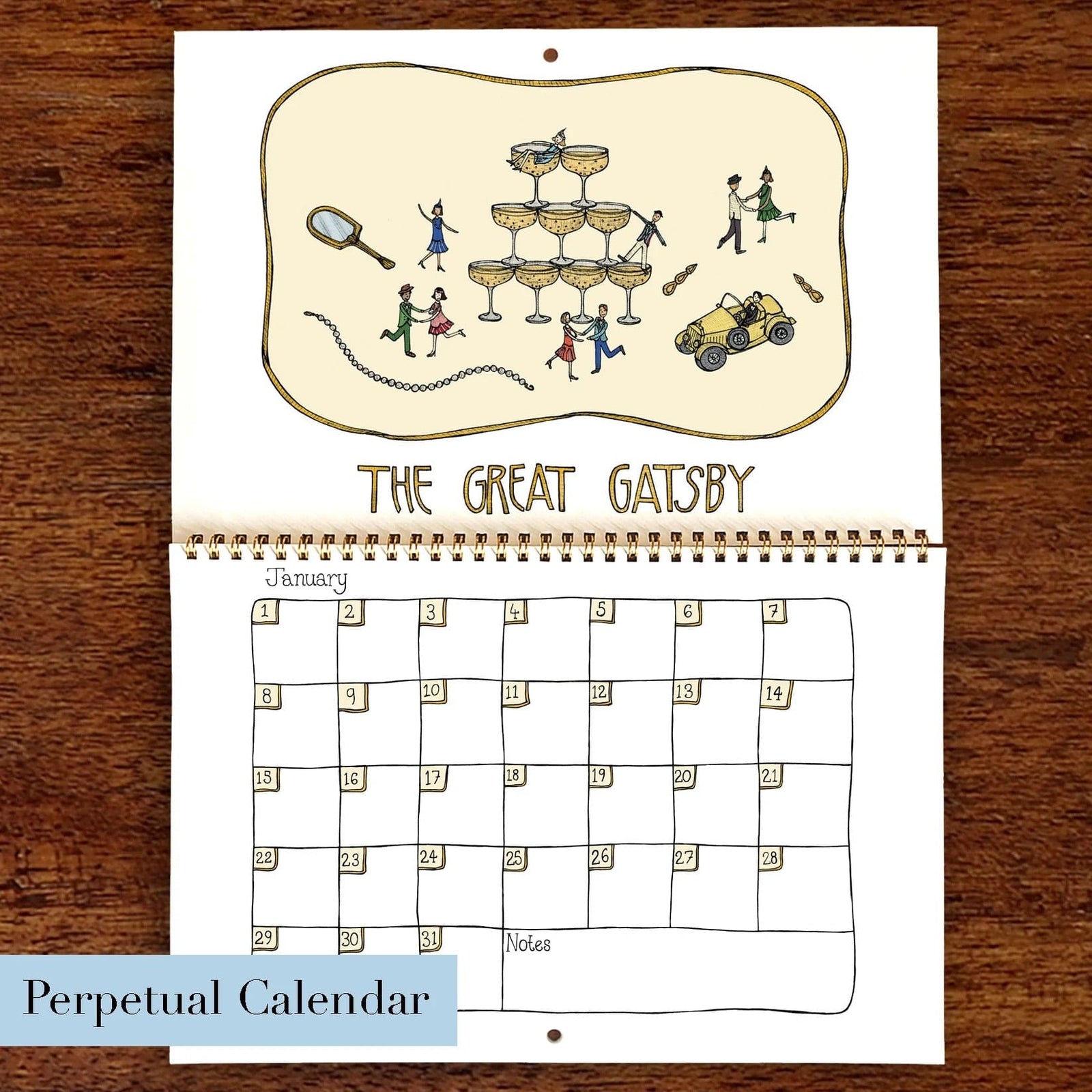 Book Themed Perpetual Calendar BookGeek