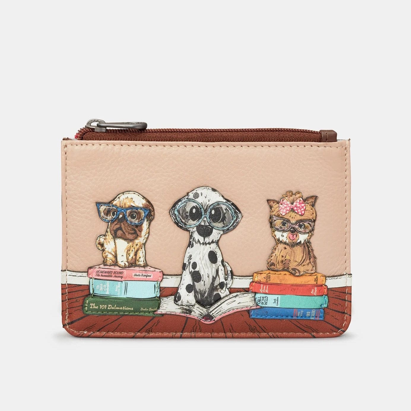 Bookhound Gang Brown Leather Zip Top Purse BookGeek