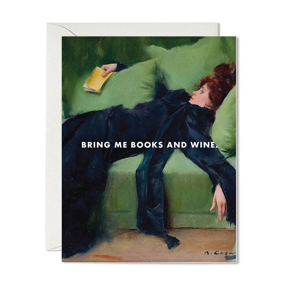 Books and Wine - Card BookGeek