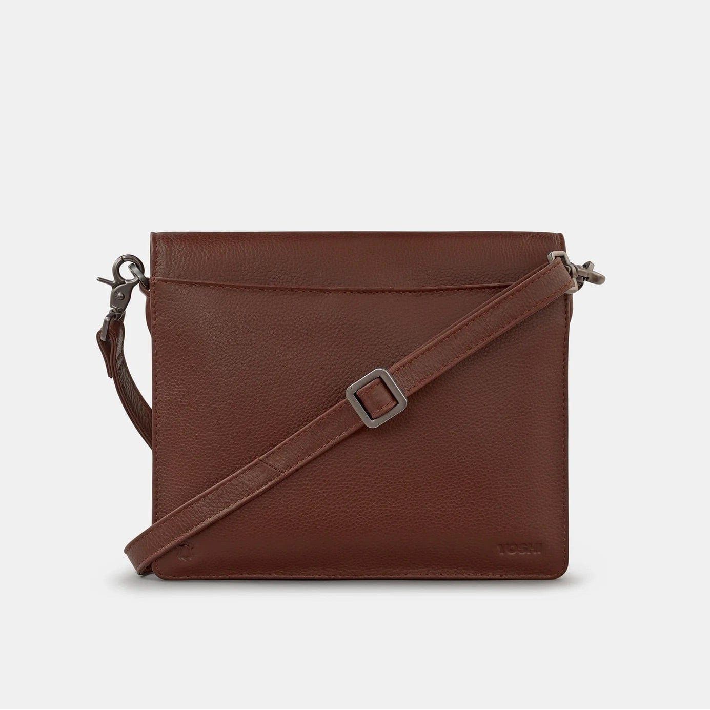Bookworm Brown Leather Flap Over Cross Body Bag BookGeek