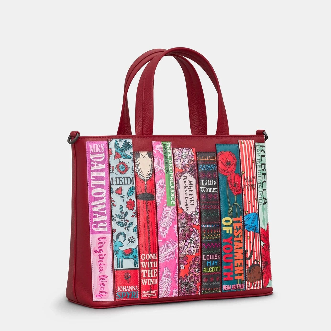 Bookworm Cherry Red Leather Multiway Grab Bag BookGeek