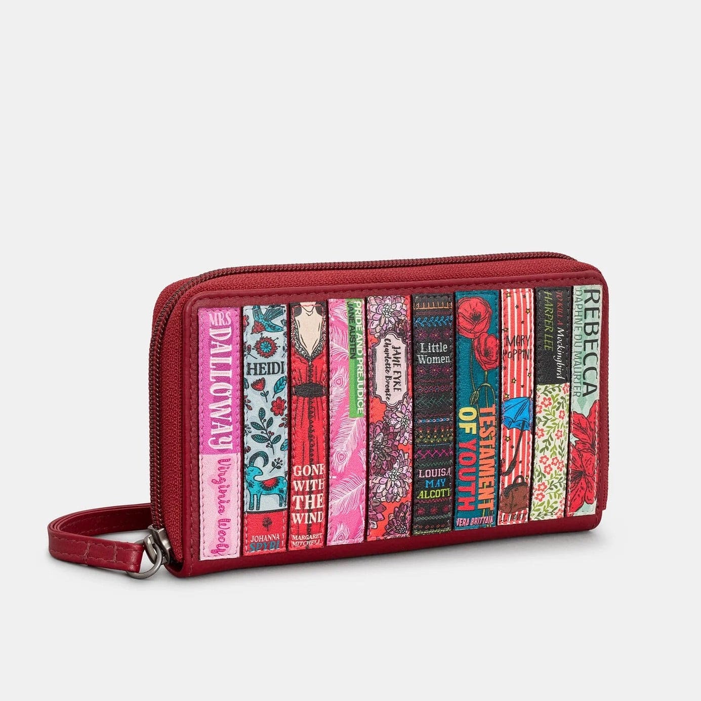 Bookworm Cherry Red Leather Purse With Wrist Strap BookGeek