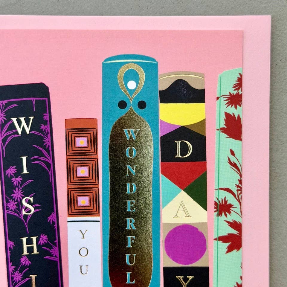 Decorative Book Library Wonderful Day Greeting Card A6 BookGeek