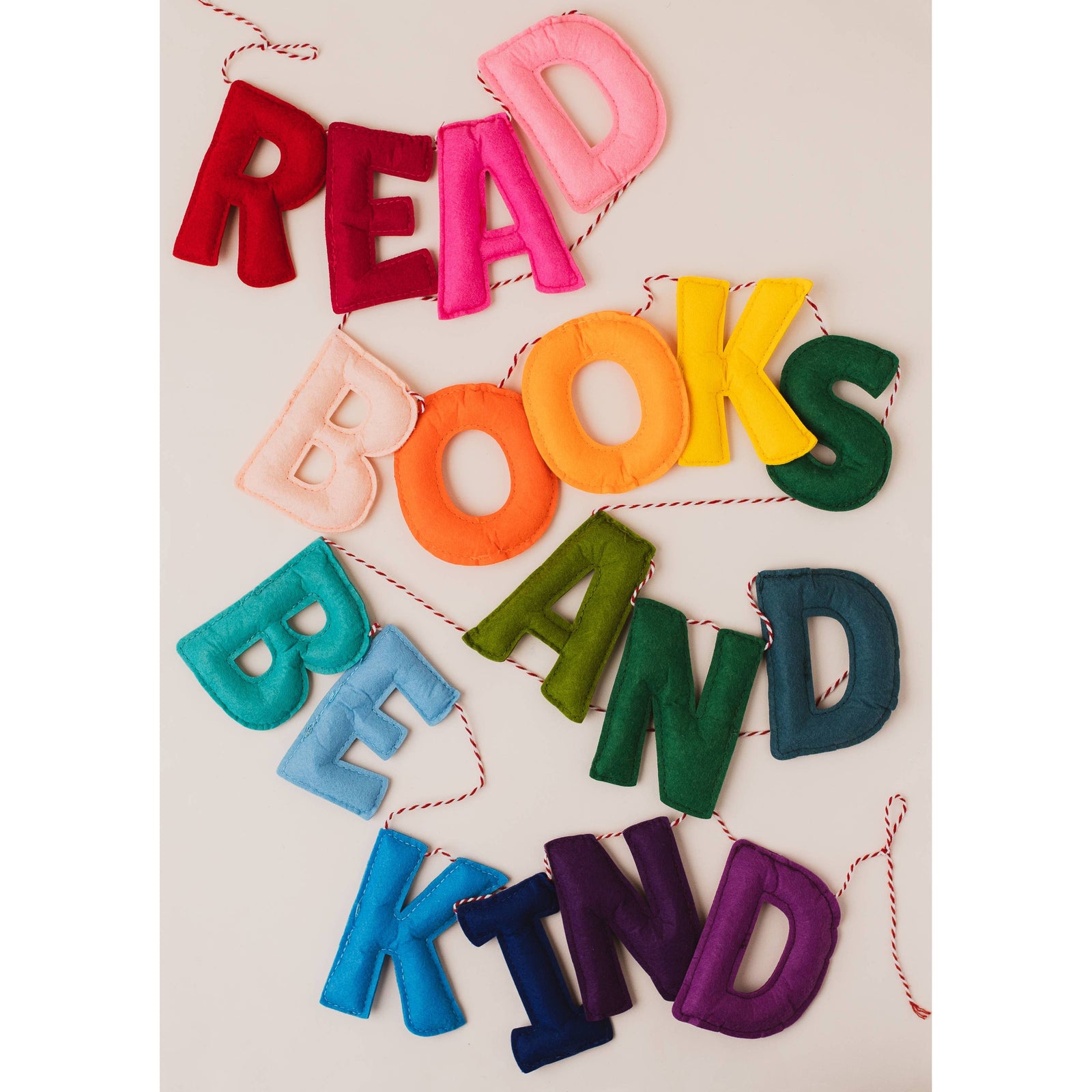 Decorative Rainbow Felt Garland - READ BOOKS AND BE KIND BookGeek
