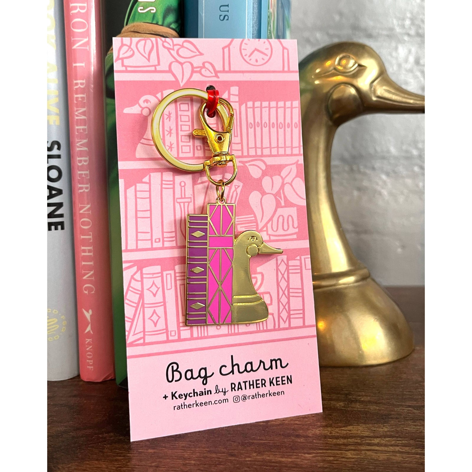Duck Bookend bag charm - bookish keyring BookGeek