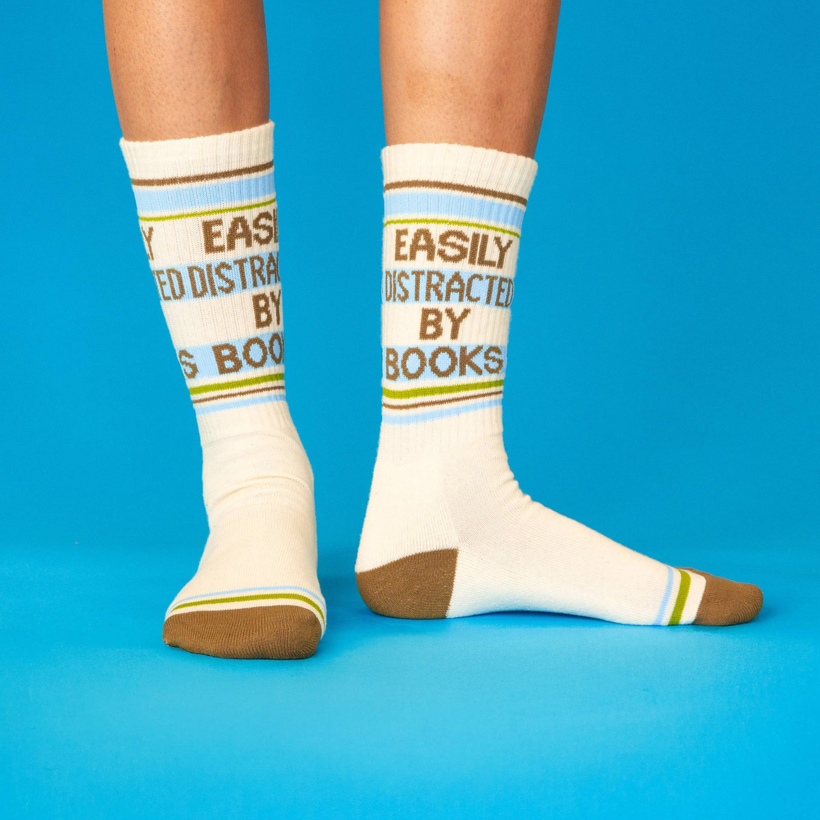 Easily Distracted By Books Gym Crew Socks BookGeek