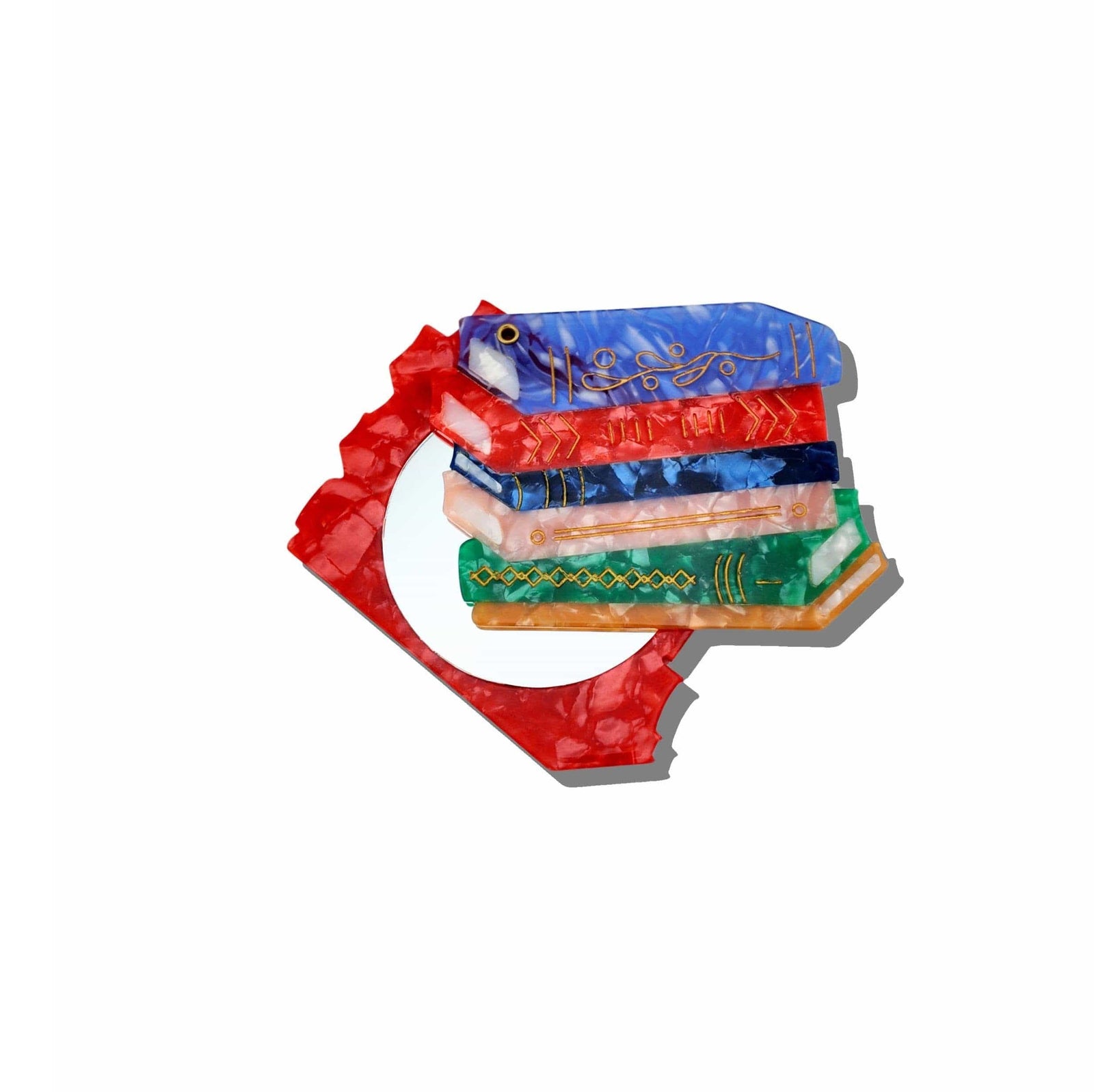 Hand-painted Book Stack Compact Mirror | Eco-Friendly BookGeek