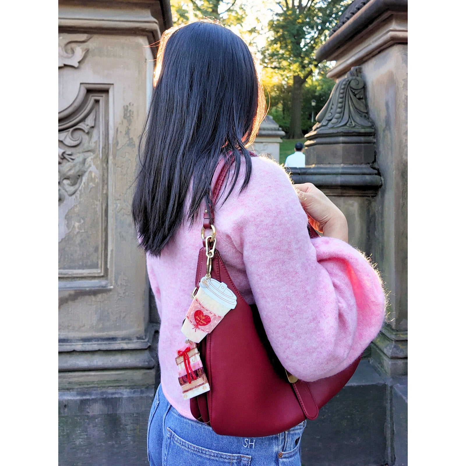 Hand-painted Bow Bookstack Bag Charm + Keychain BookGeek