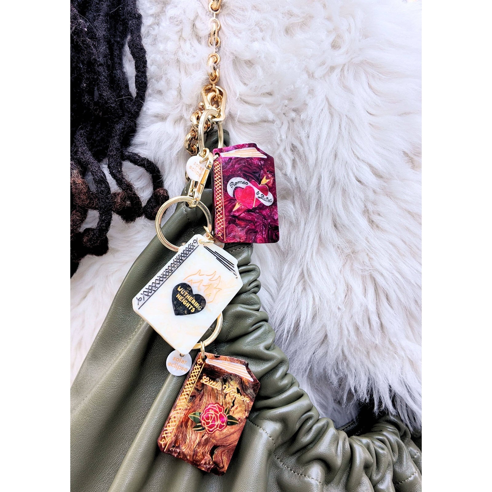 Hand-painted Romeo & Juliet Book Bag Charm + Keychain BookGeek