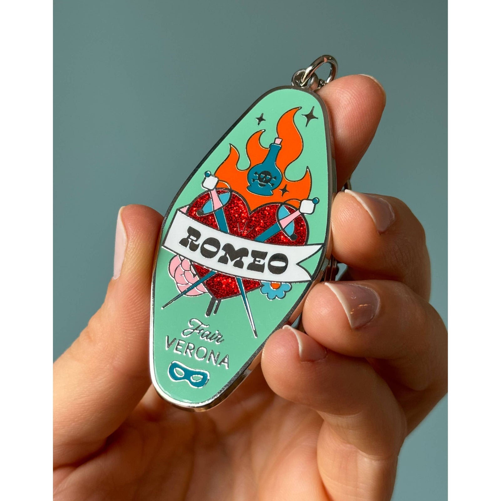 His and Her Romeo + Juliet Key Ring Set motel style Keychain BookGeek