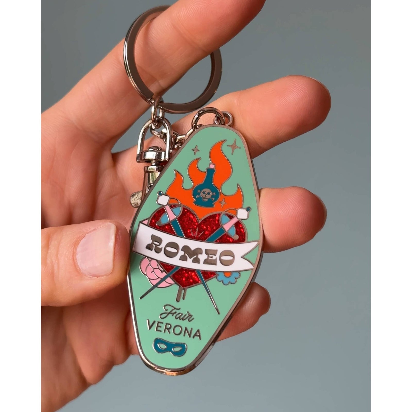 His and Her Romeo + Juliet Key Ring Set motel style Keychain BookGeek