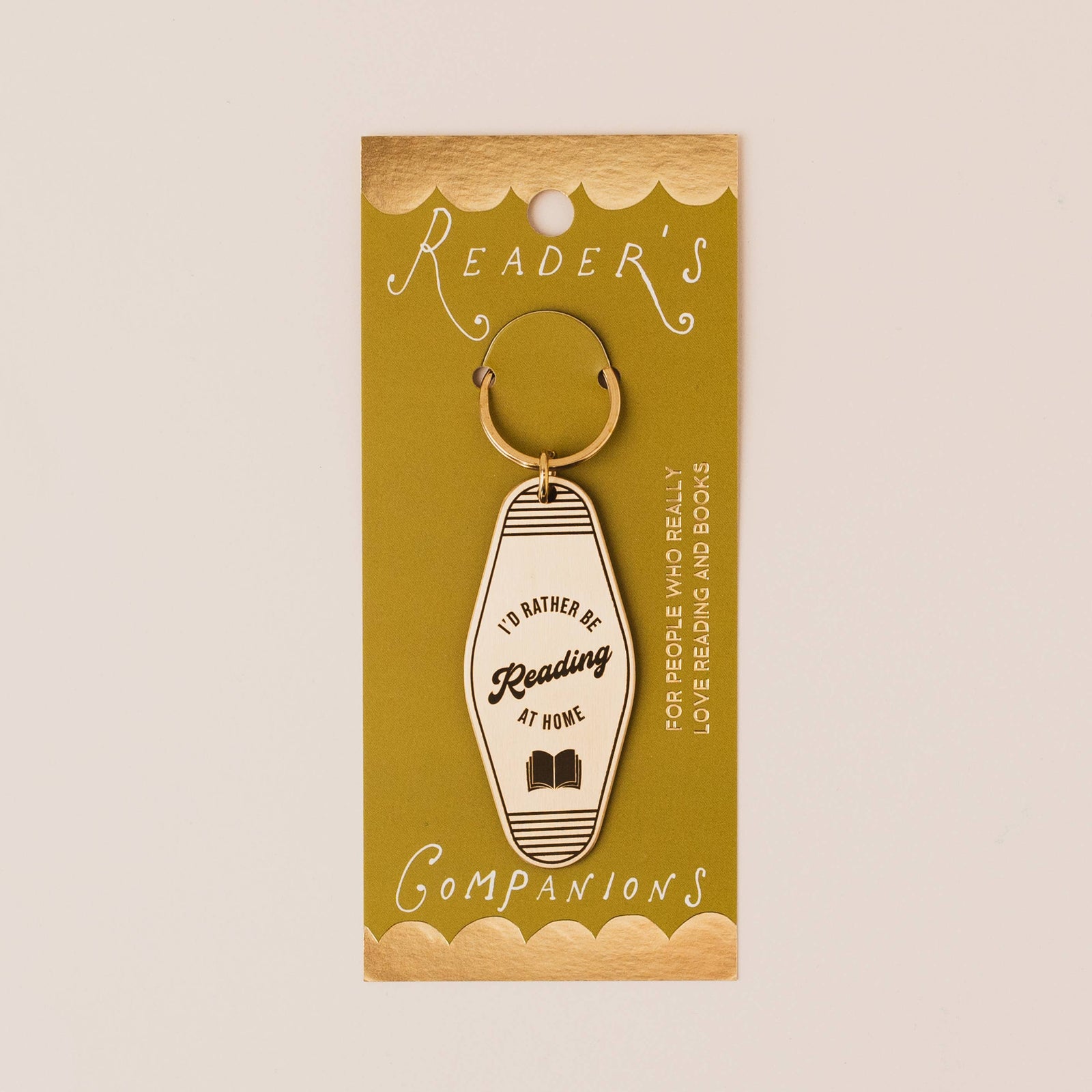 I'D RATHER BE READING AT HOME Reader's Companions Solid Brass Book Lover Keyring BookGeek
