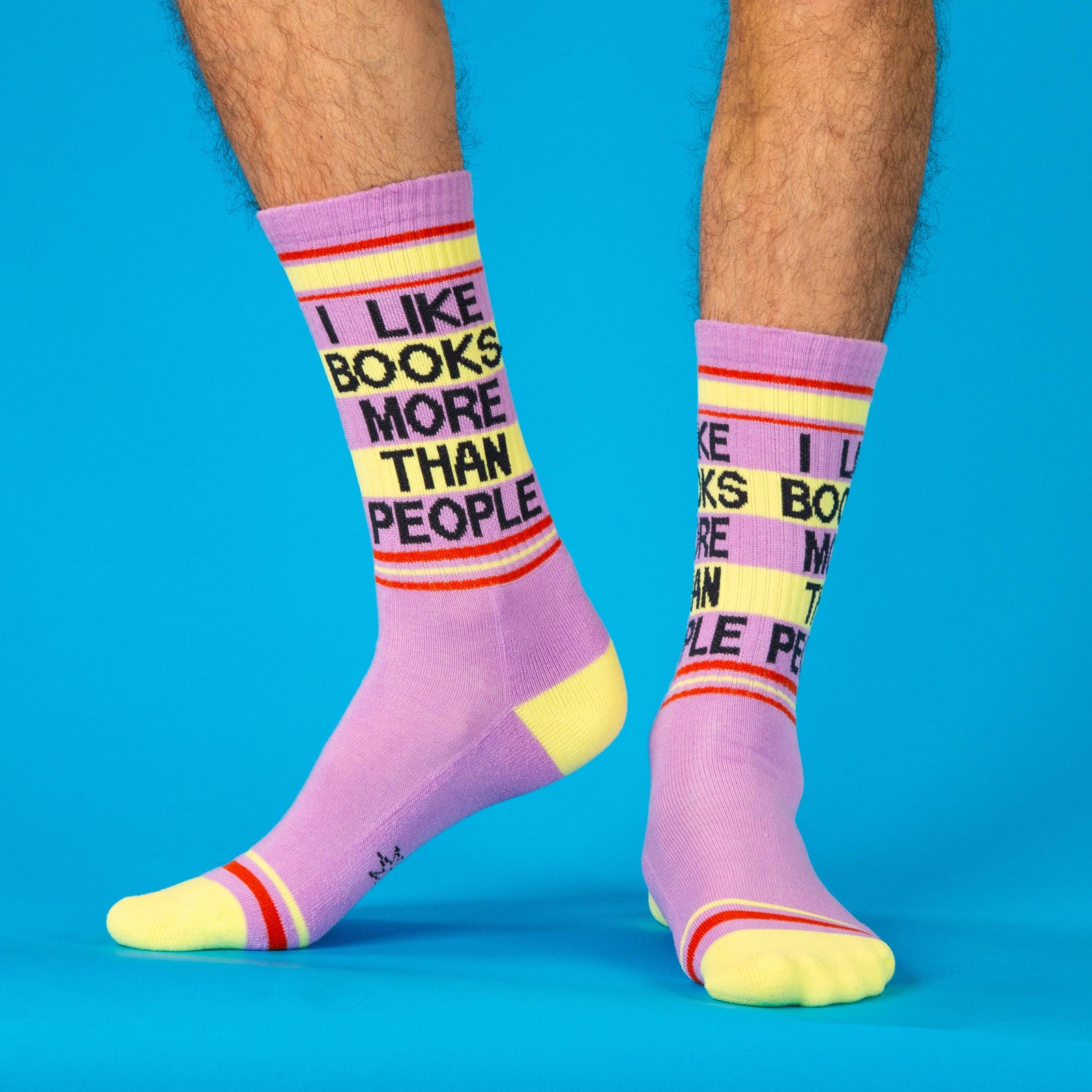 I Like Books More Than People Gym Crew Socks BookGeek