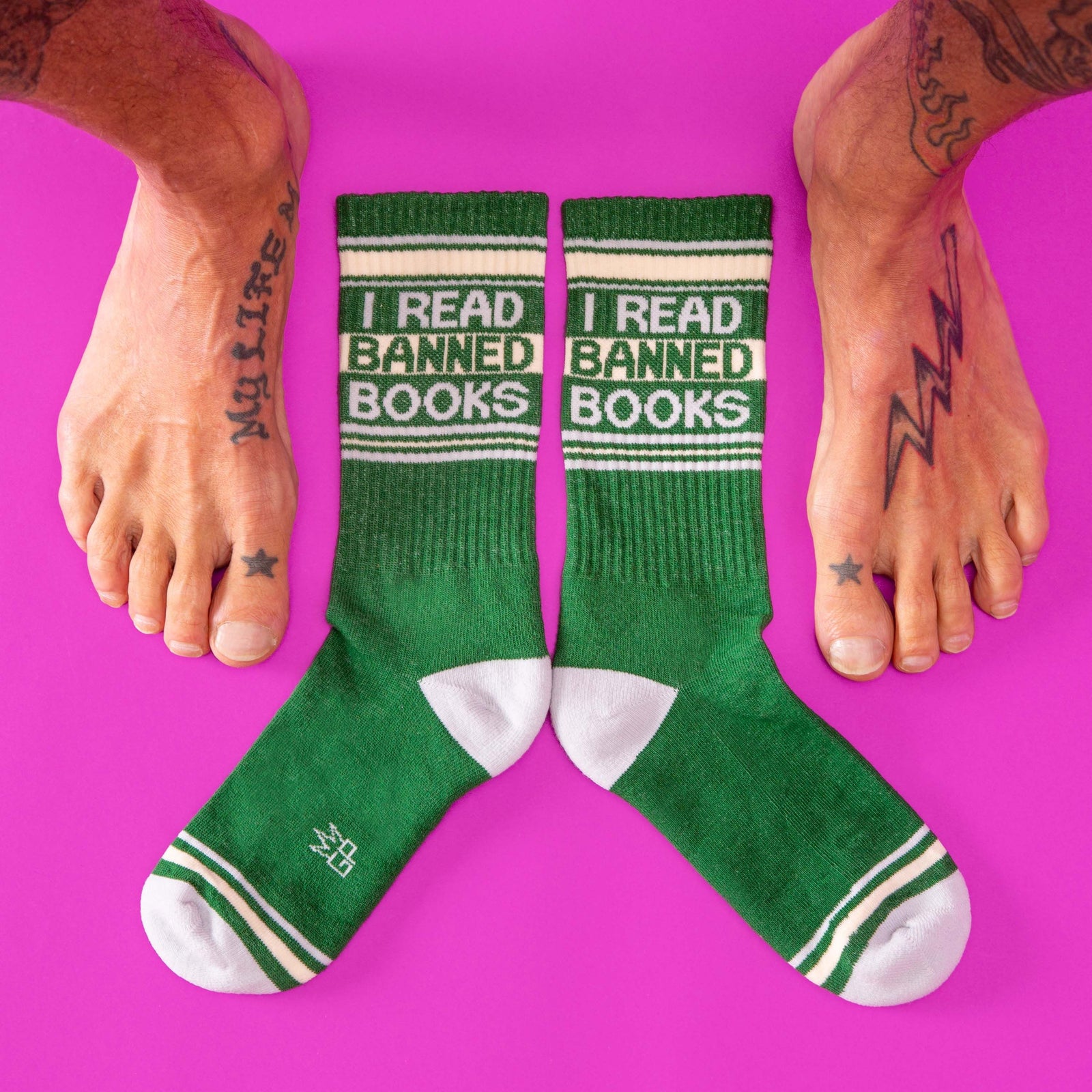 I Read Banned Books Gym Crew Socks BookGeek