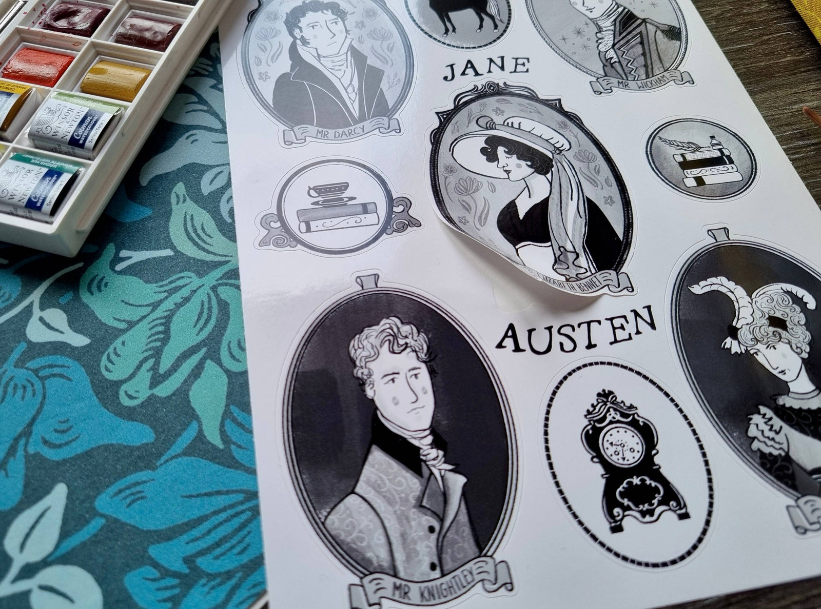 Jane Austen A5 Vinyl Sticker Sheet BookGeek
