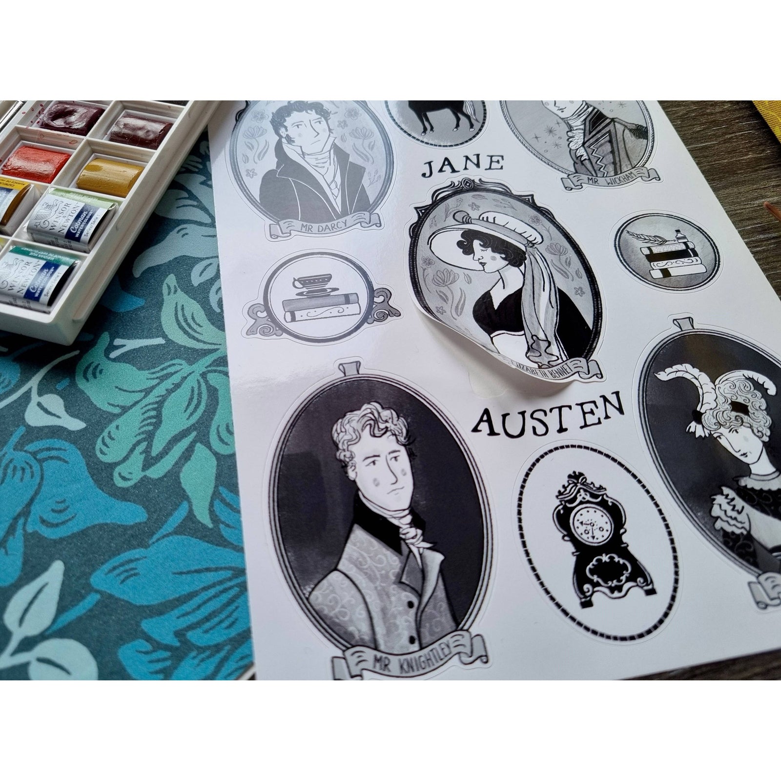 Jane Austen A5 Vinyl Sticker Sheet BookGeek