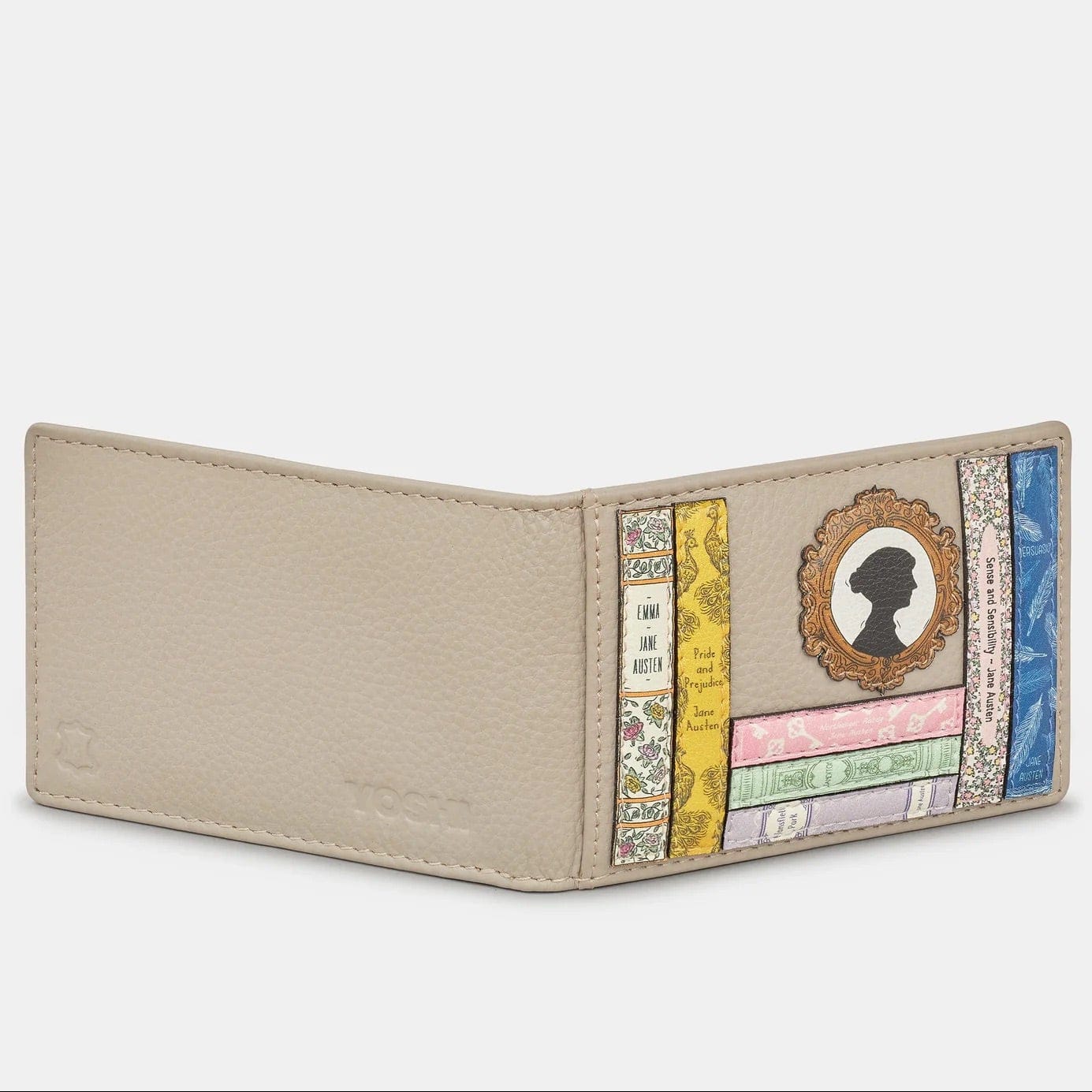 Jane Austen Bookworm Warm Grey Leather Travel Pass Holder BookGeek