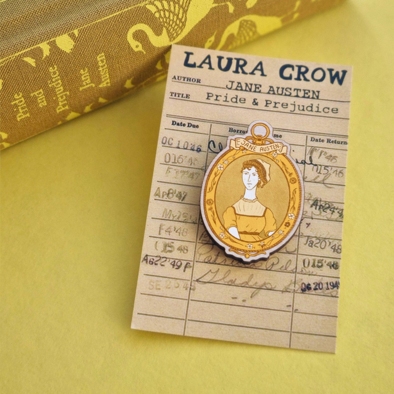 Jane Austen Portrait Wooden Pin BookGeek