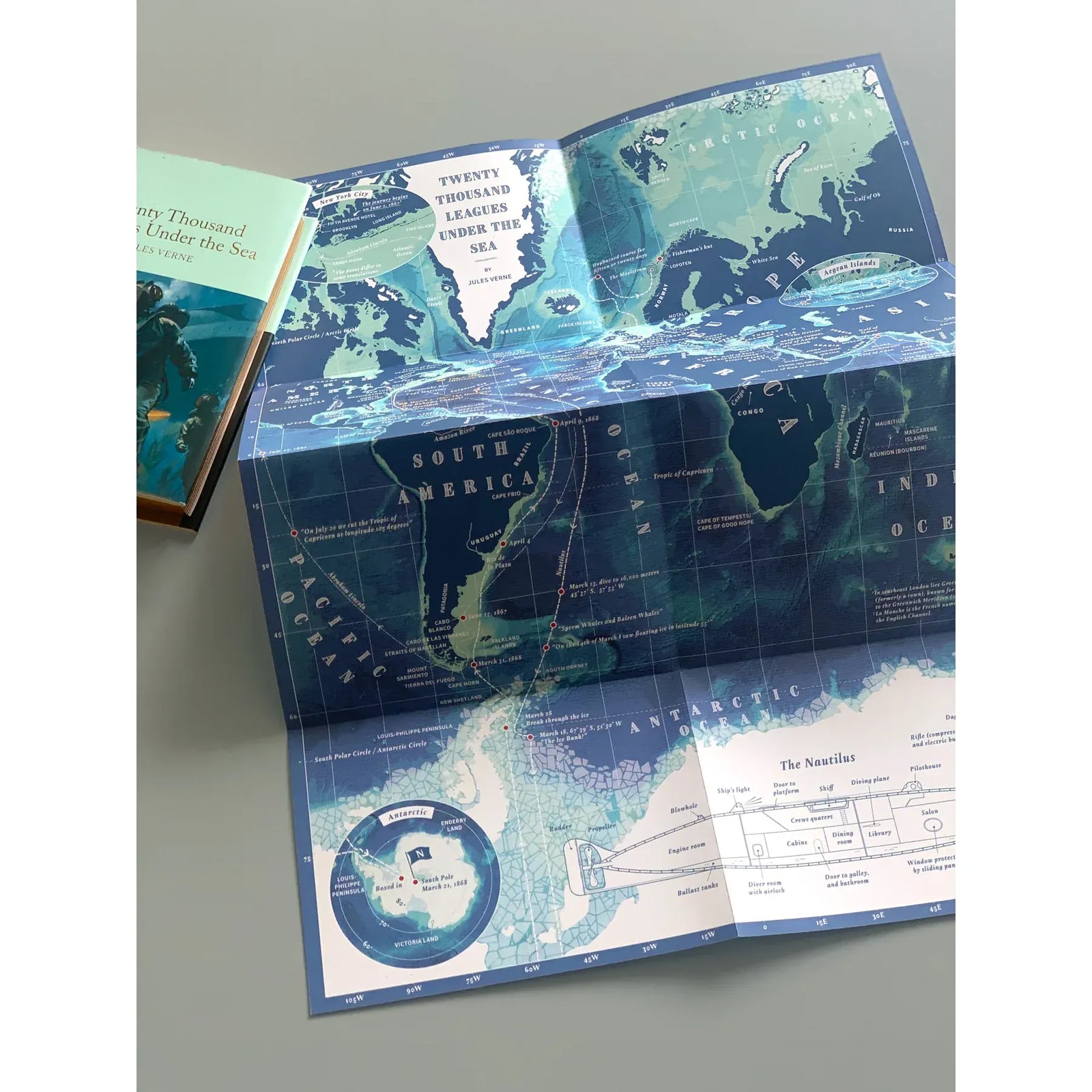 Jules Verne: Twenty Thousand Leagues Under the Sea Map BookGeek