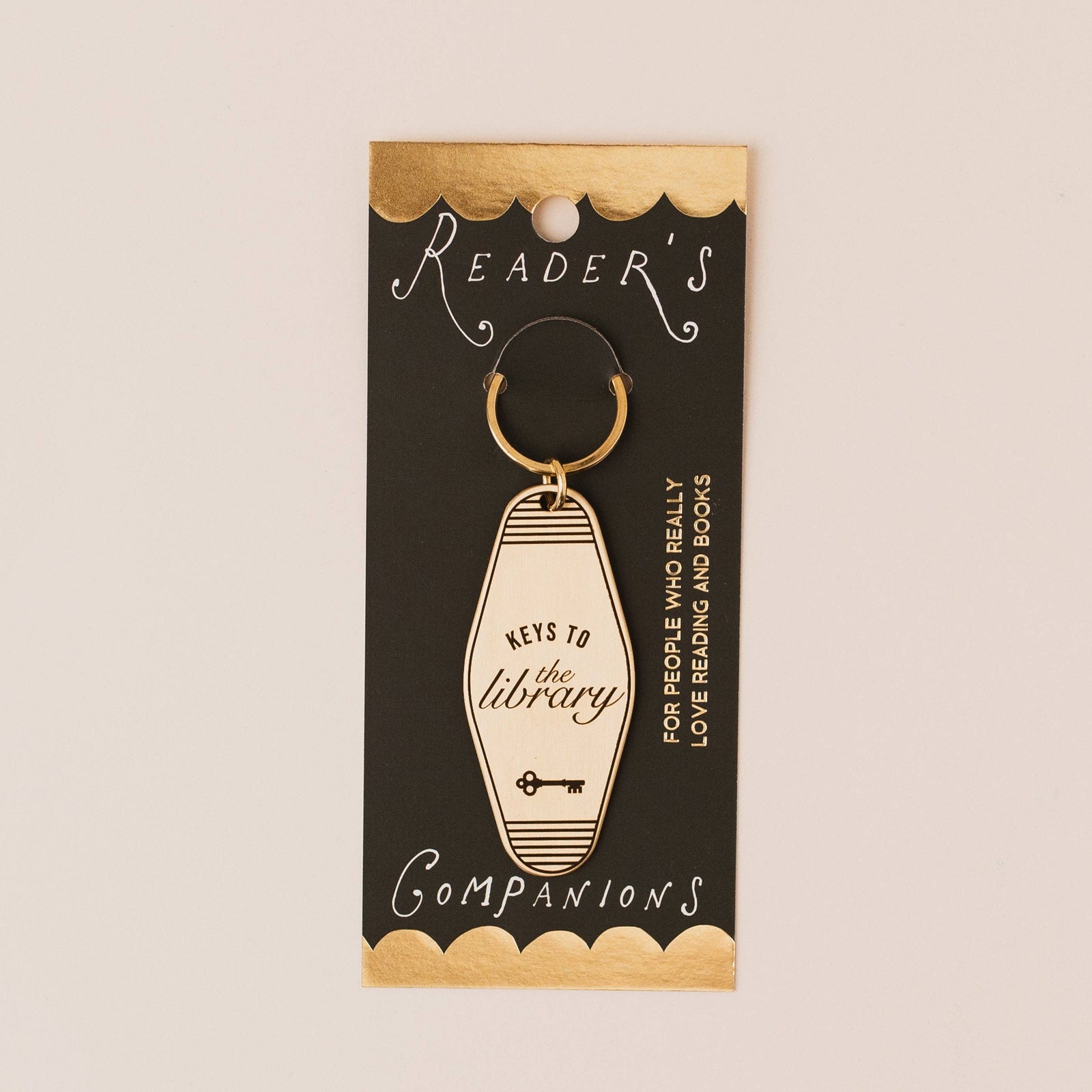 KEYS TO THE LIBRARY Reader's Companions Solid Brass Book Lover Keyring BookGeek