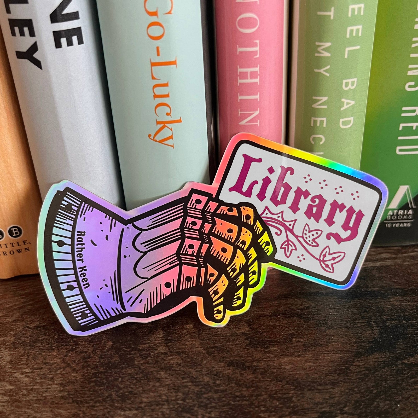 Knight's Library Card vinyl sticker - gauntlet sticker BookGeek