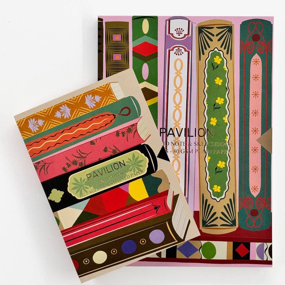 Library Patterned Book A5 Buckram Foiled Notebook Sketch BookGeek
