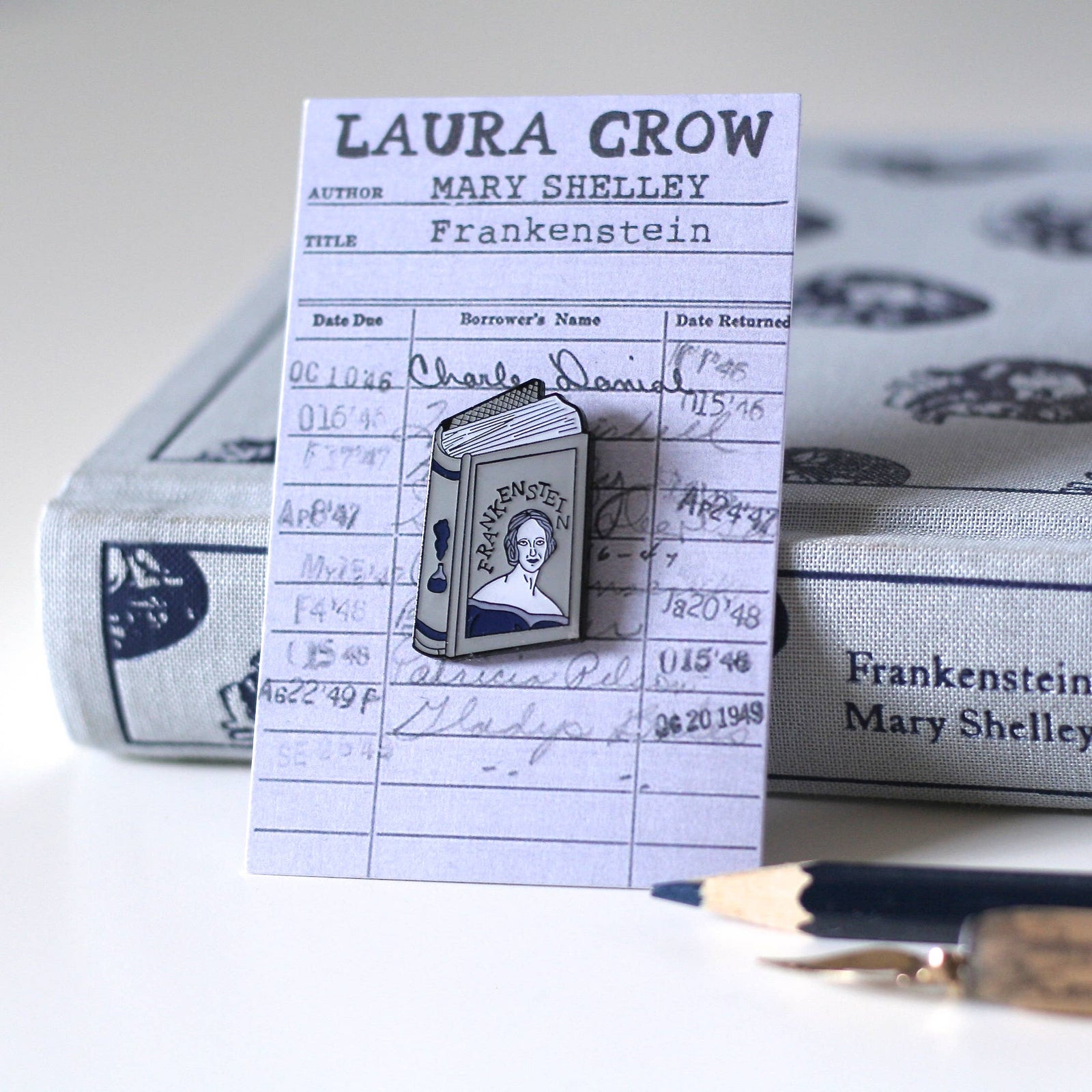 Mary Shelley Frankenstein Enamel Pin BookGeek