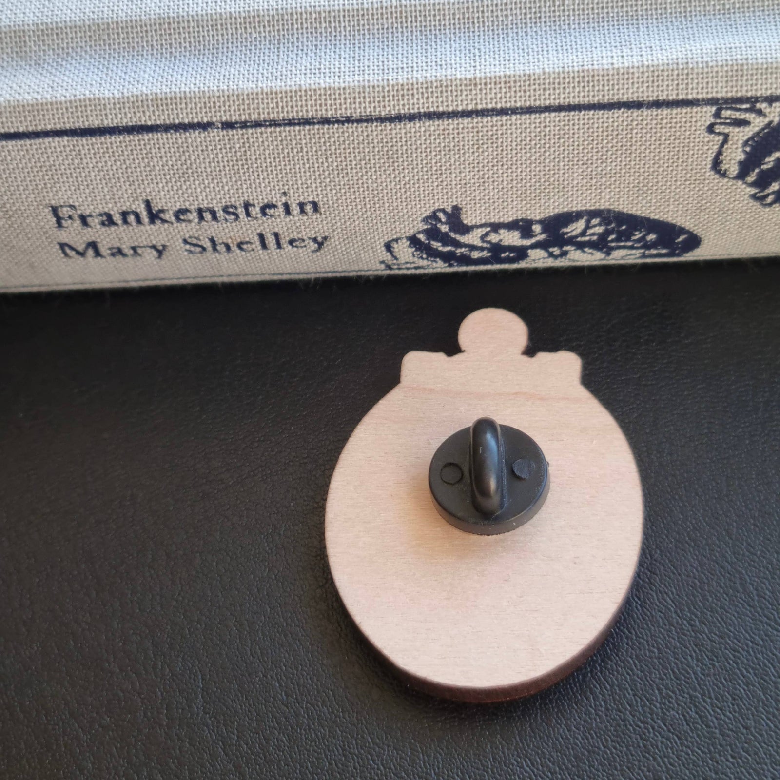Mary Shelley Portrait Wooden Pin Badge BookGeek
