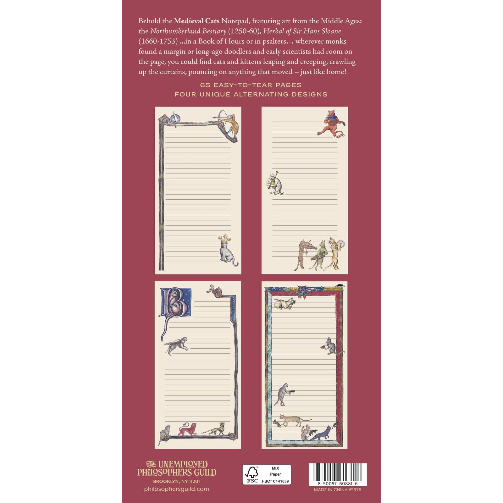 Medieval Cats Notepad BookGeek
