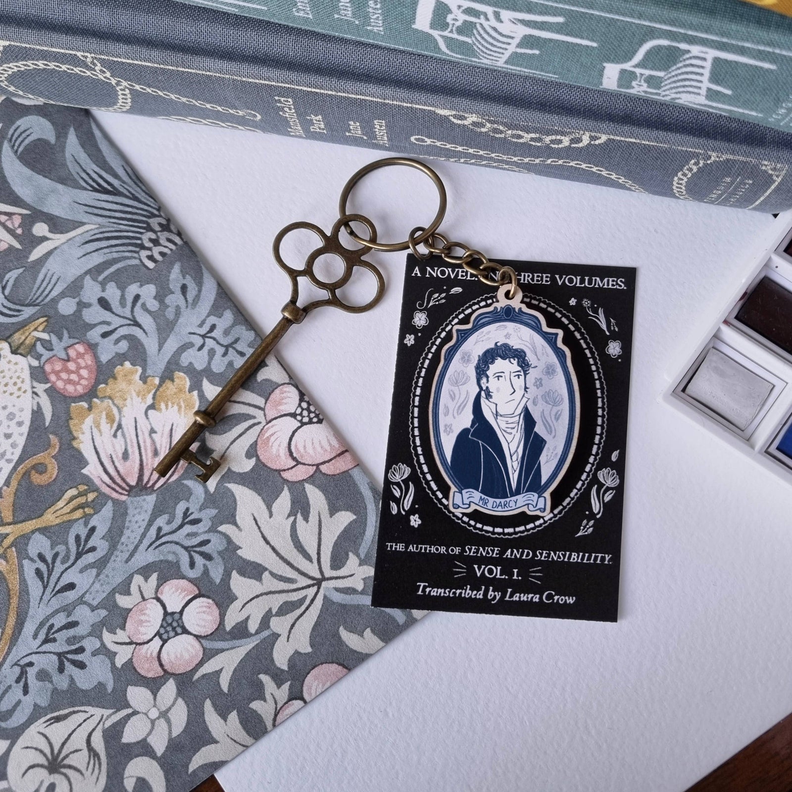 Mr Darcy Jane Austen Wooden Keyring BookGeek