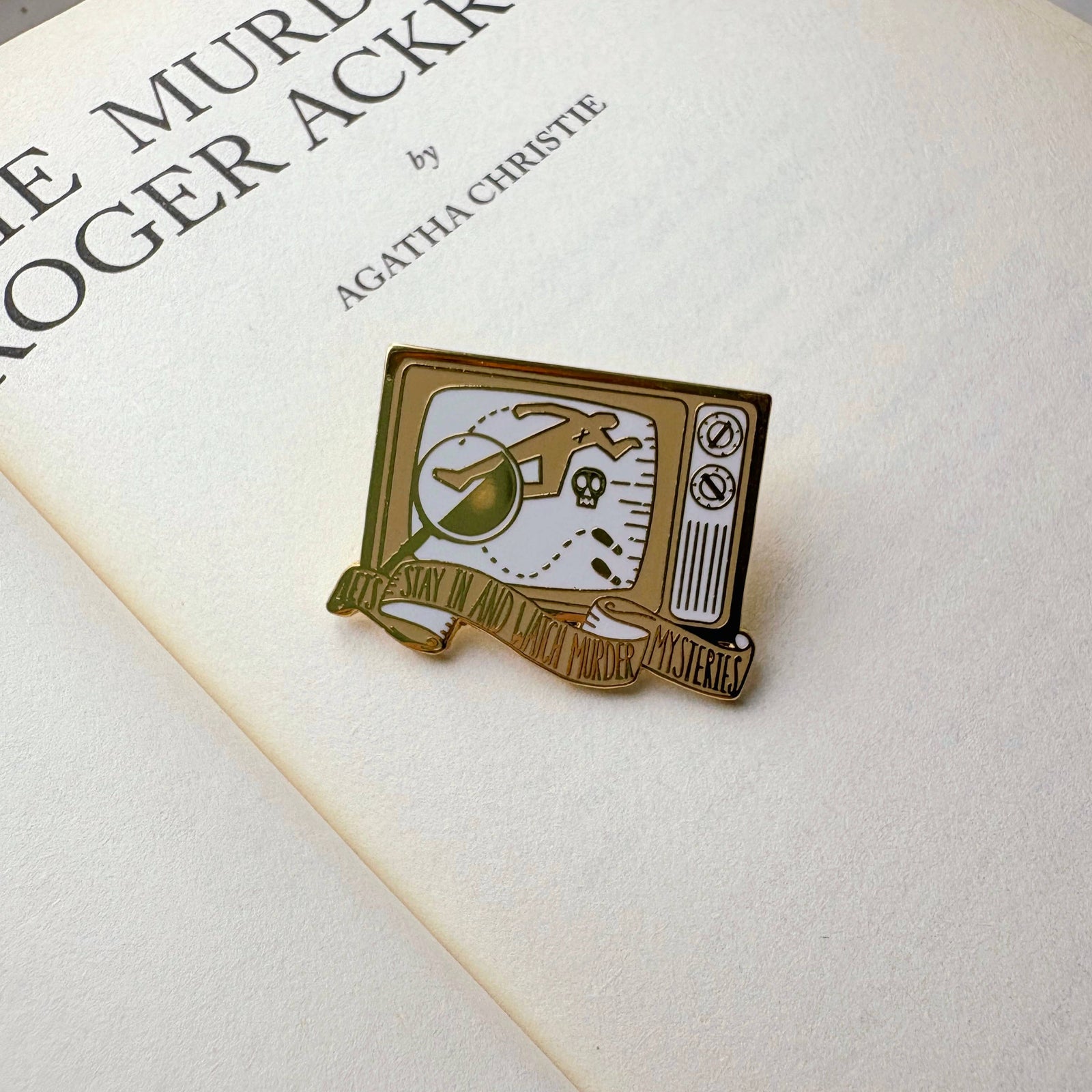 Murder Mystery Enamel Pin 'Watch Murder Mysteries' BookGeek