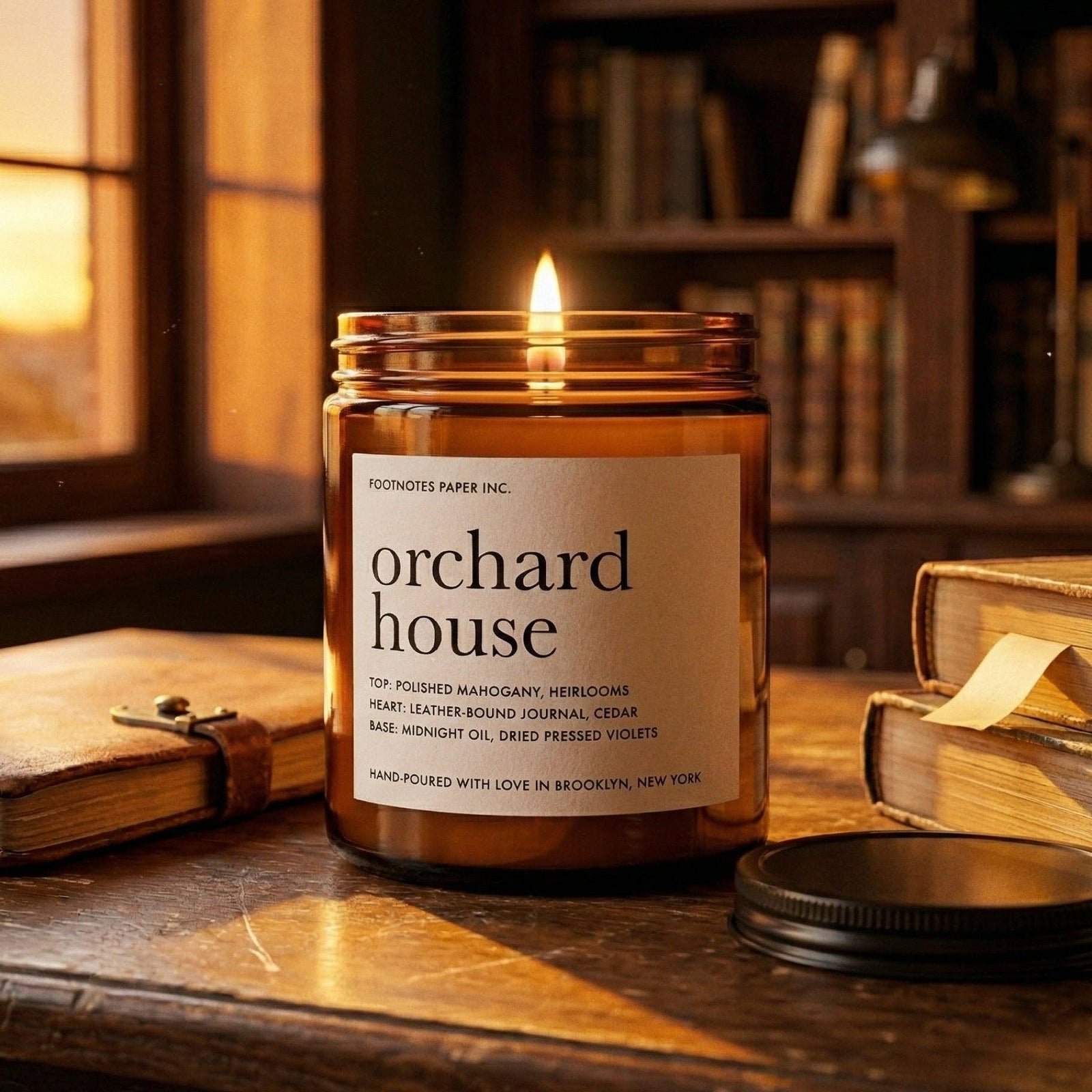 Orchard House Candle | Woody Earthy Mahogany Cedar Candle BookGeek
