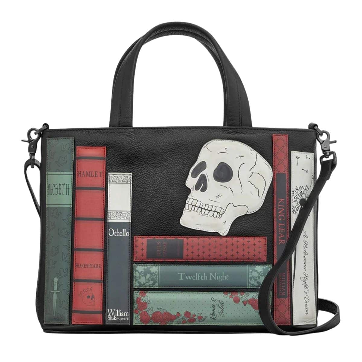 Shakespeare Bookworm Black Leather Multiway Grab Bag BookGeek