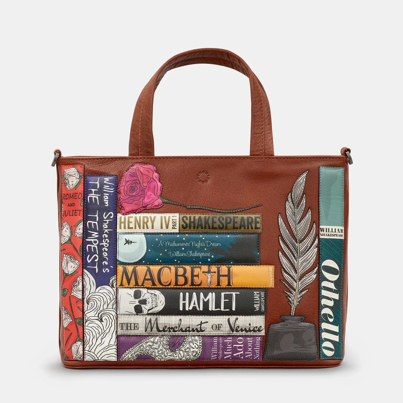 Shakespeare Bookworm Brown Leather Multiway Grab Bag BookGeek