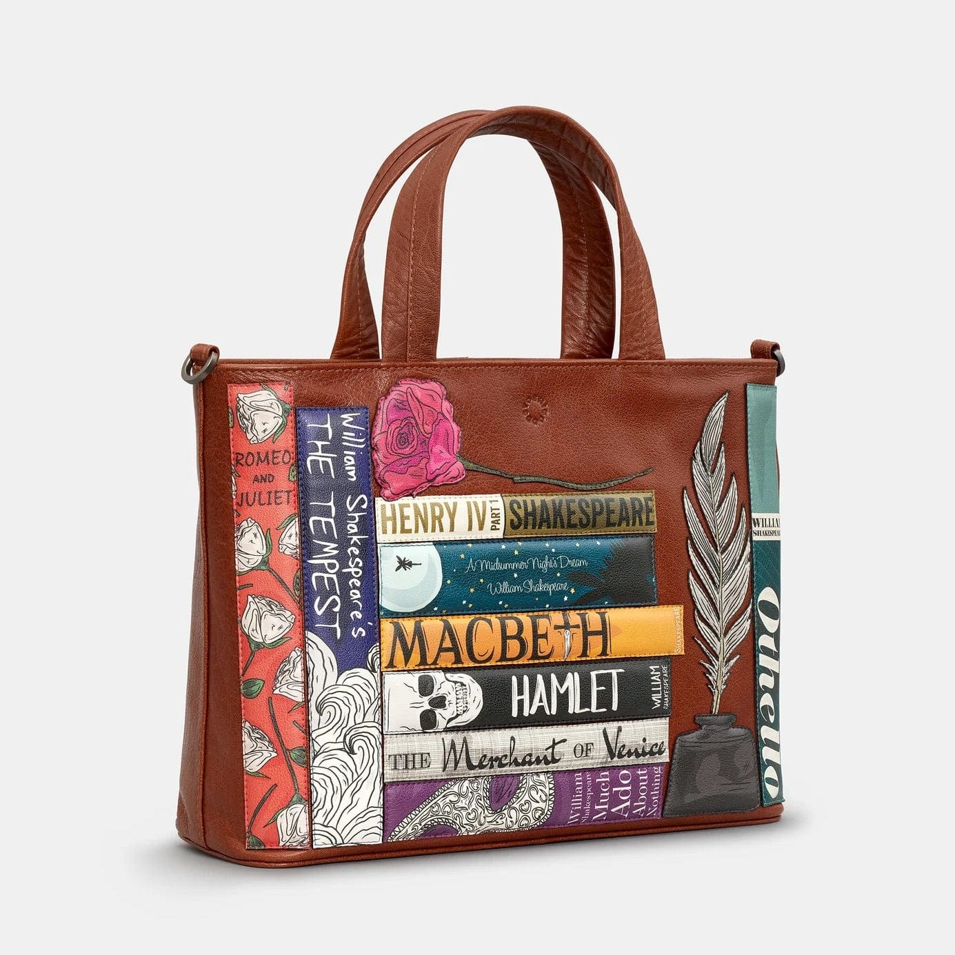 Shakespeare Bookworm Brown Leather Multiway Grab Bag BookGeek
