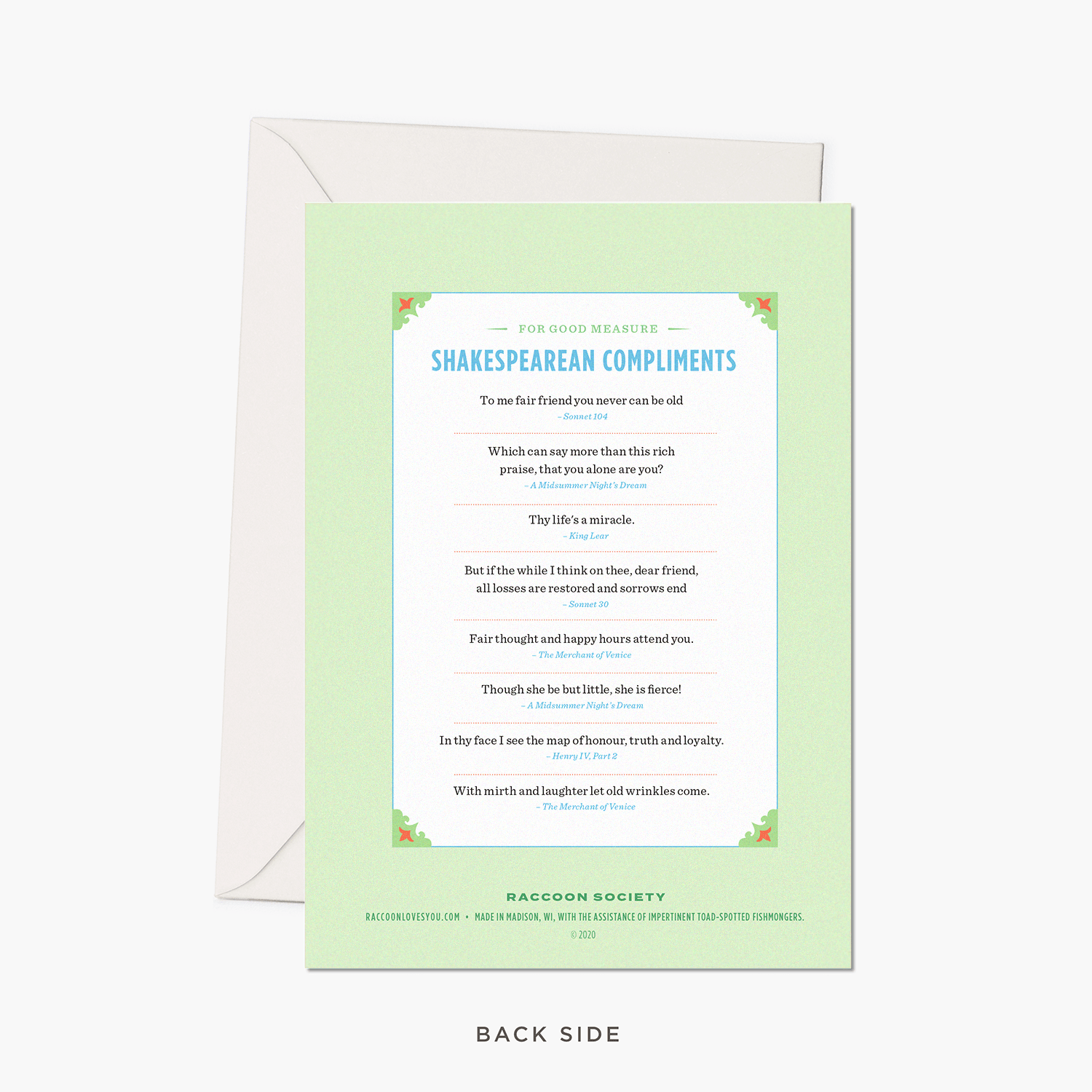 Shakespeare Insults Card: Miss You BookGeek