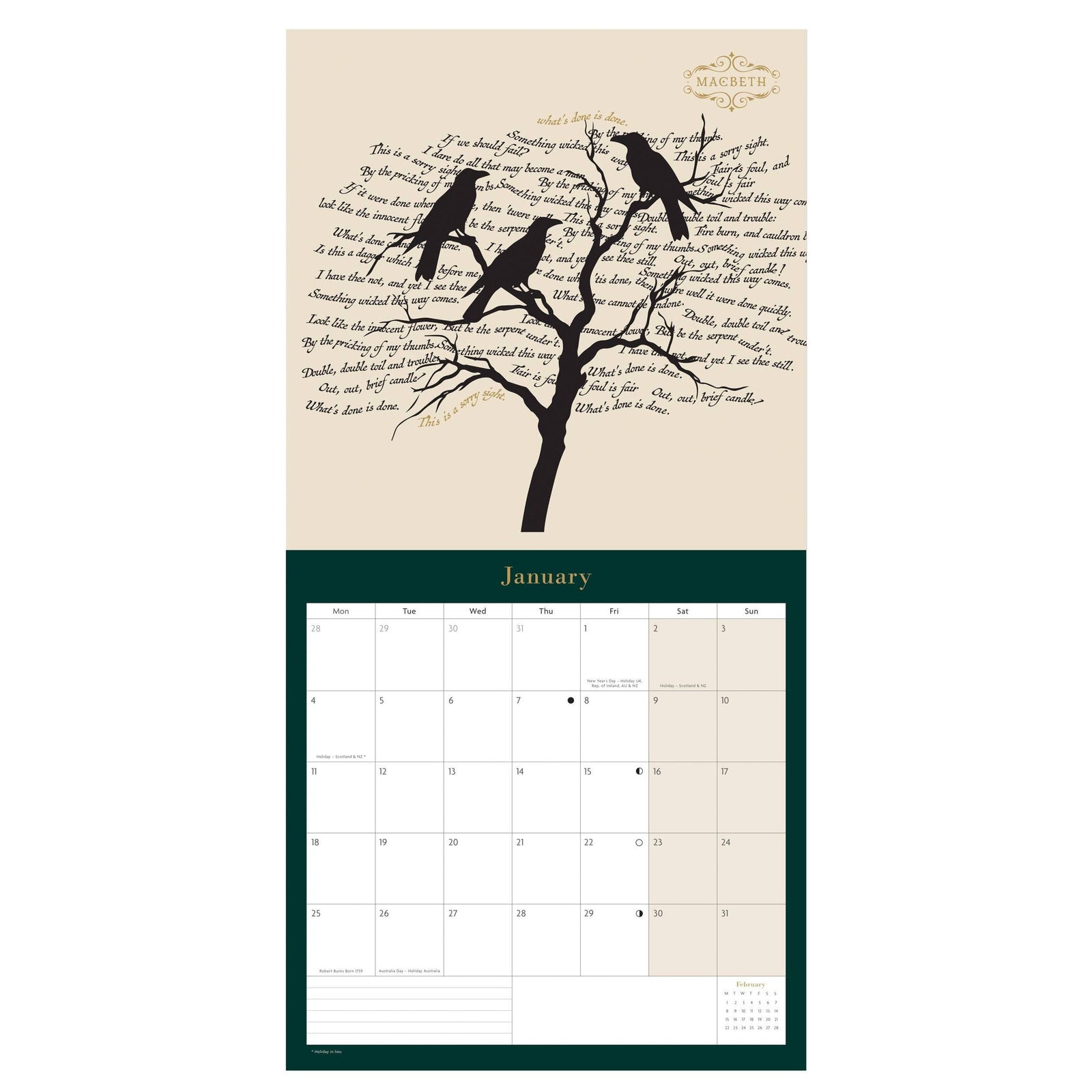 Shakespeare Sonnet & Verse 2027 Calendar BookGeek