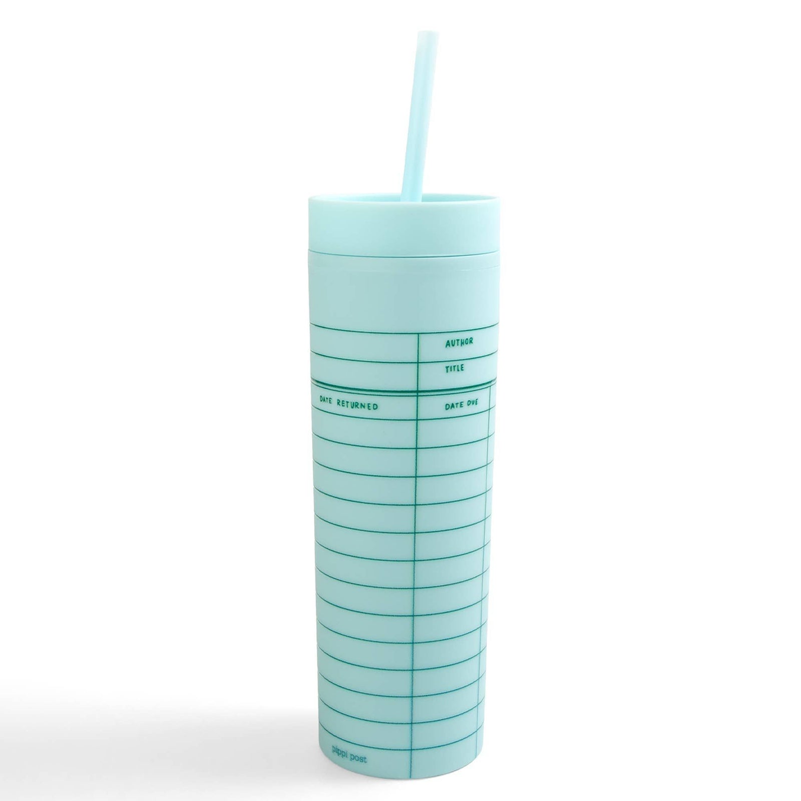 Sky Blue Library Card 16oz Tumbler BookGeek