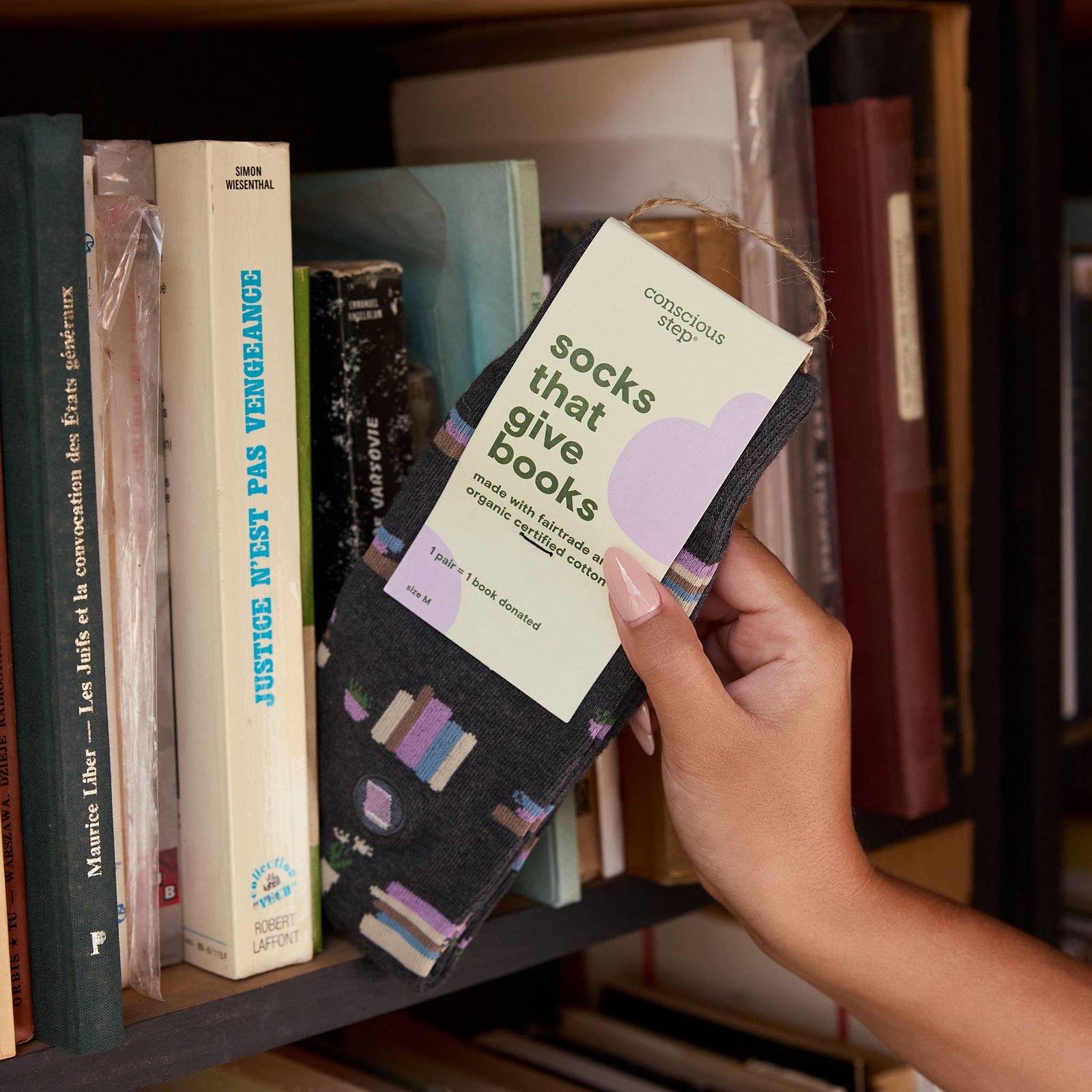 Socks that Give Books | Gray Bookshelves - Gifts for Readers BookGeek