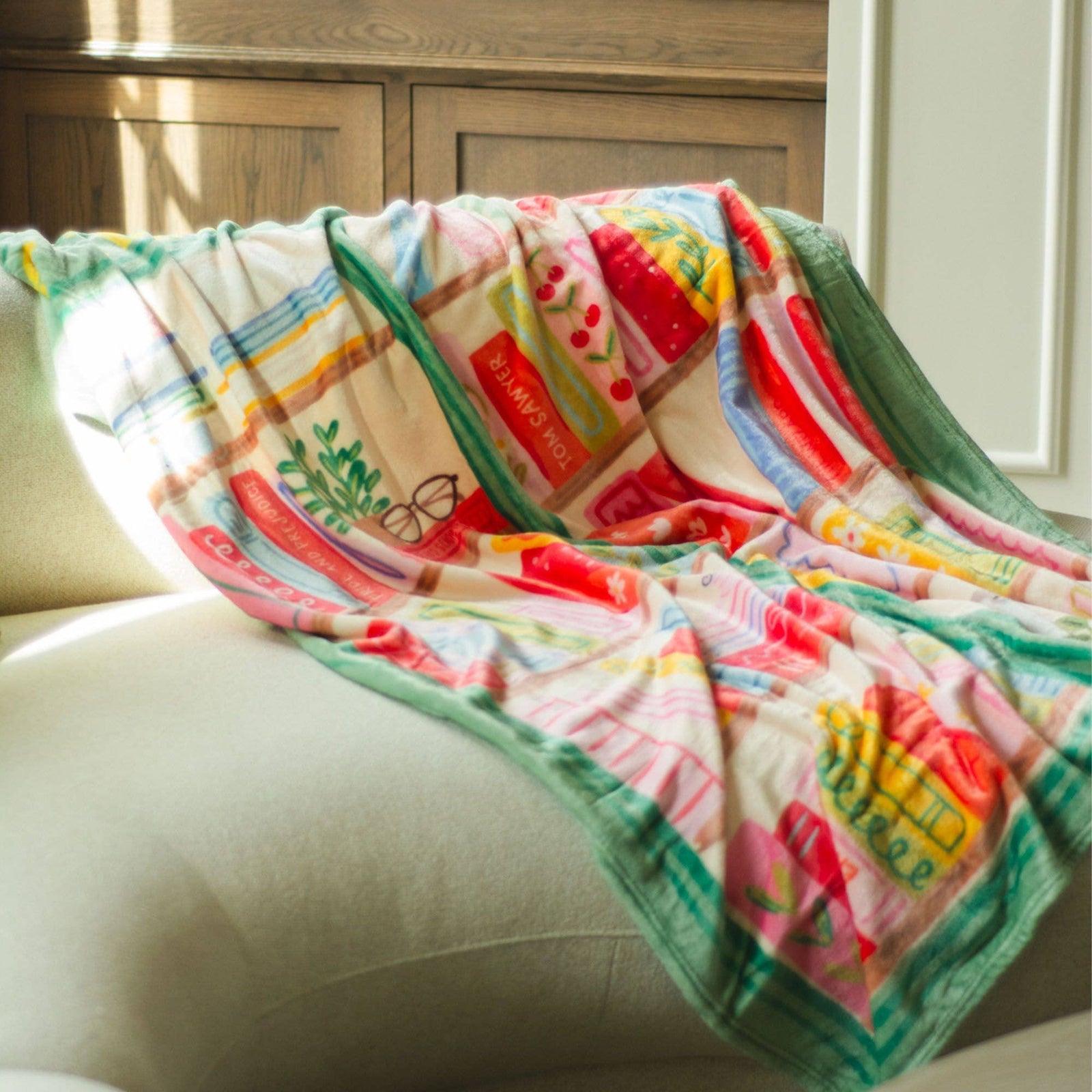 The Book Nook Reading Lover Fleece Throw Blanket BookGeek