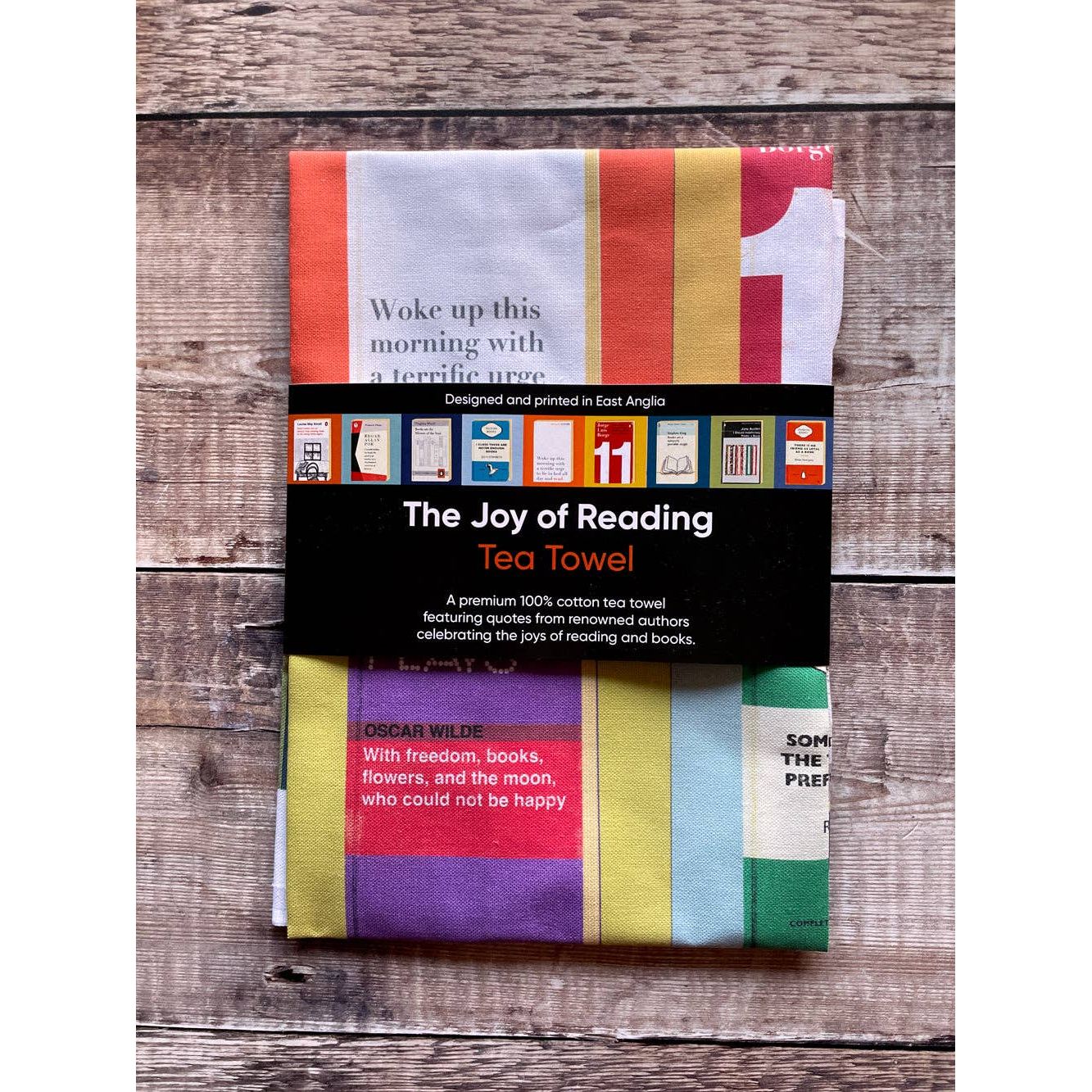 The Joy of Reading - book quote, tea towel BookGeek