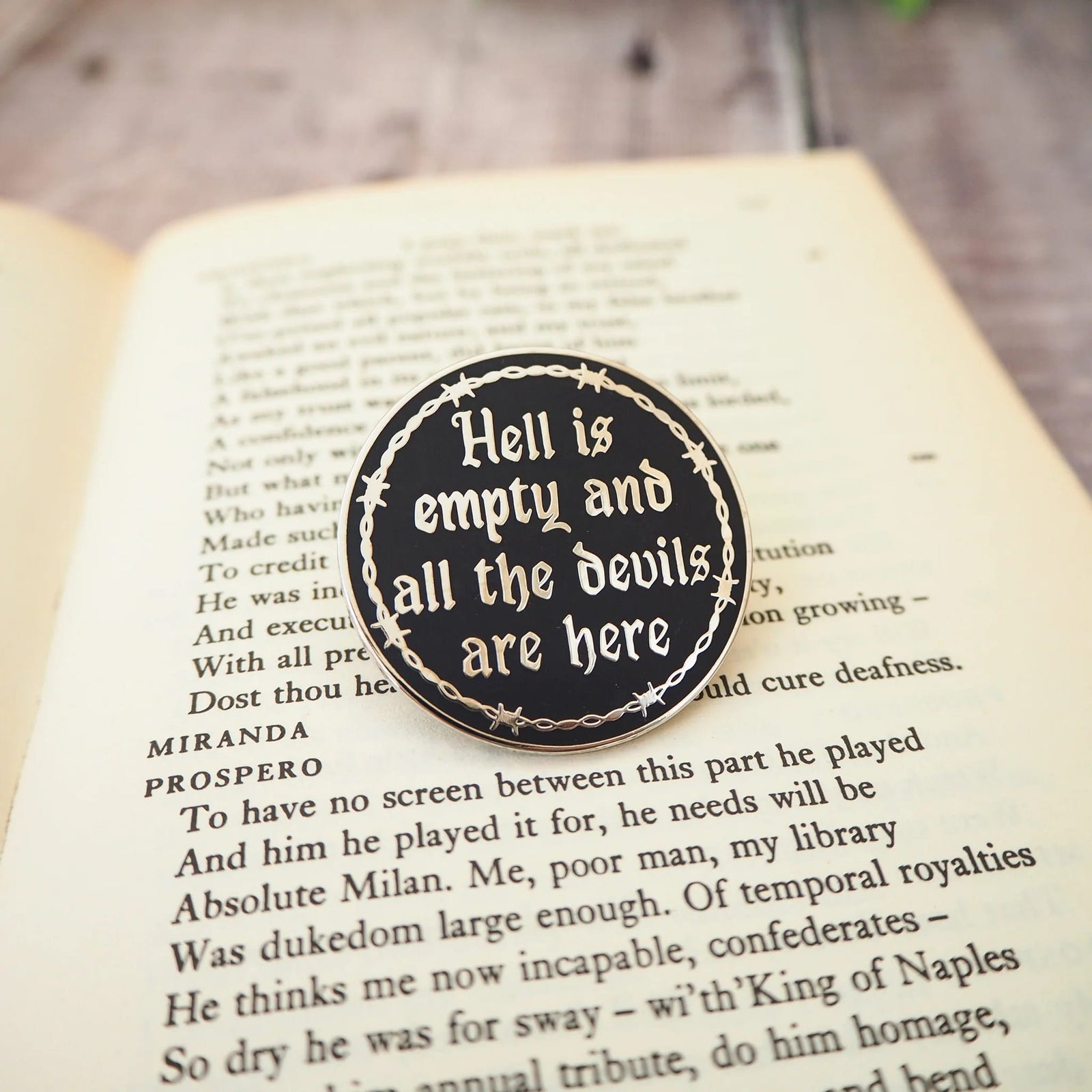 The Tempest Hell is Empty Enamel Pin BookGeek
