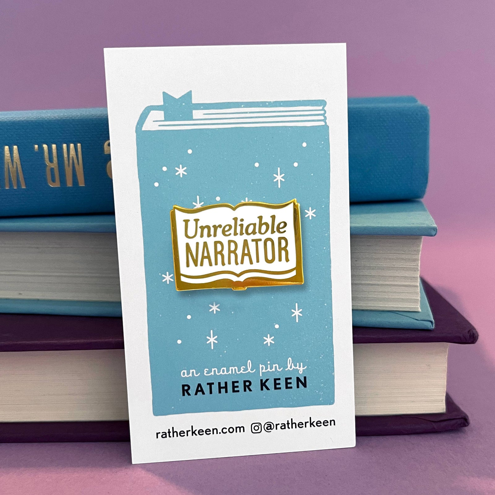 Unreliable Narrator enamel pin BookGeek