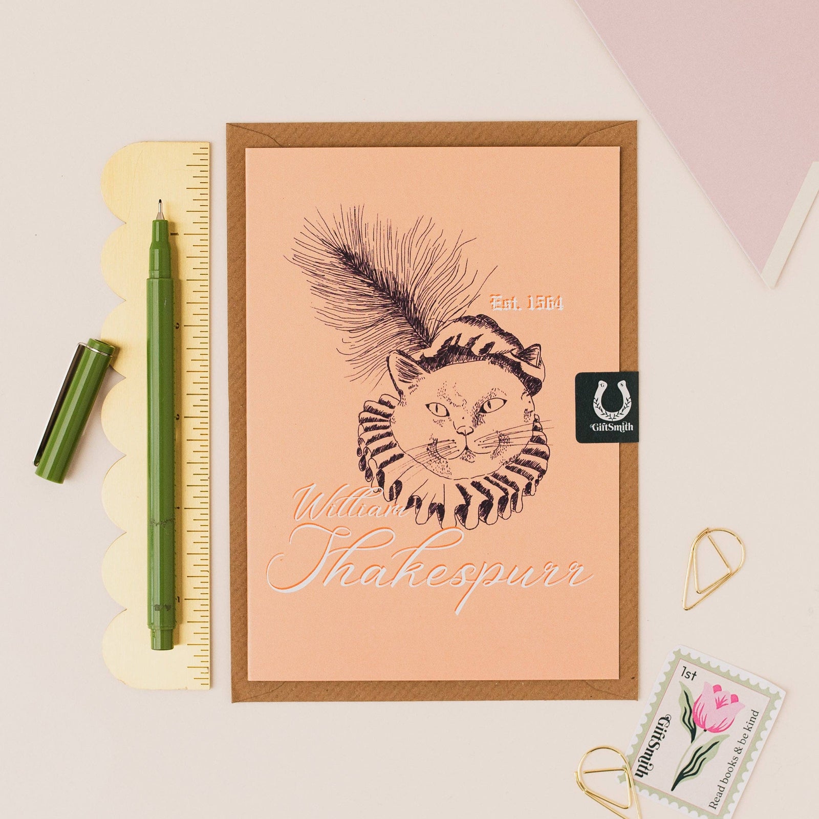 William Shakespurr Cat Lover Greetings Card BookGeek