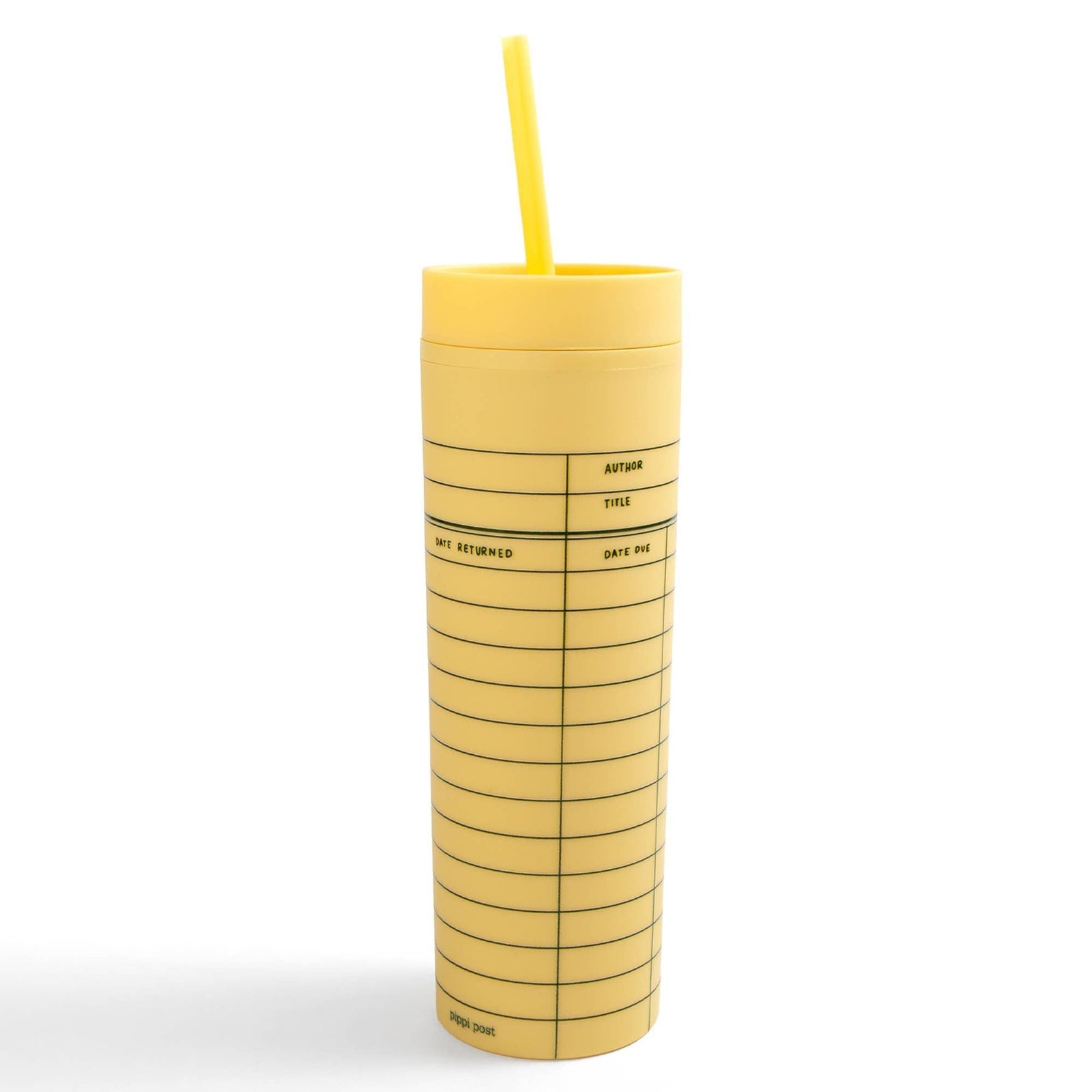 Yellow Library Card 16oz Tumbler BookGeek