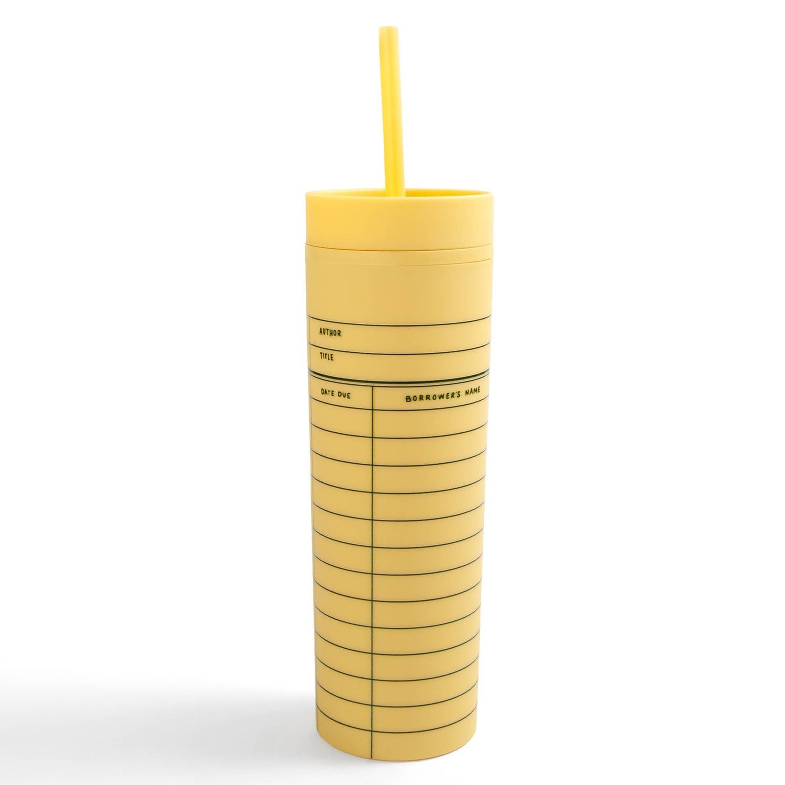 Yellow Library Card 16oz Tumbler BookGeek