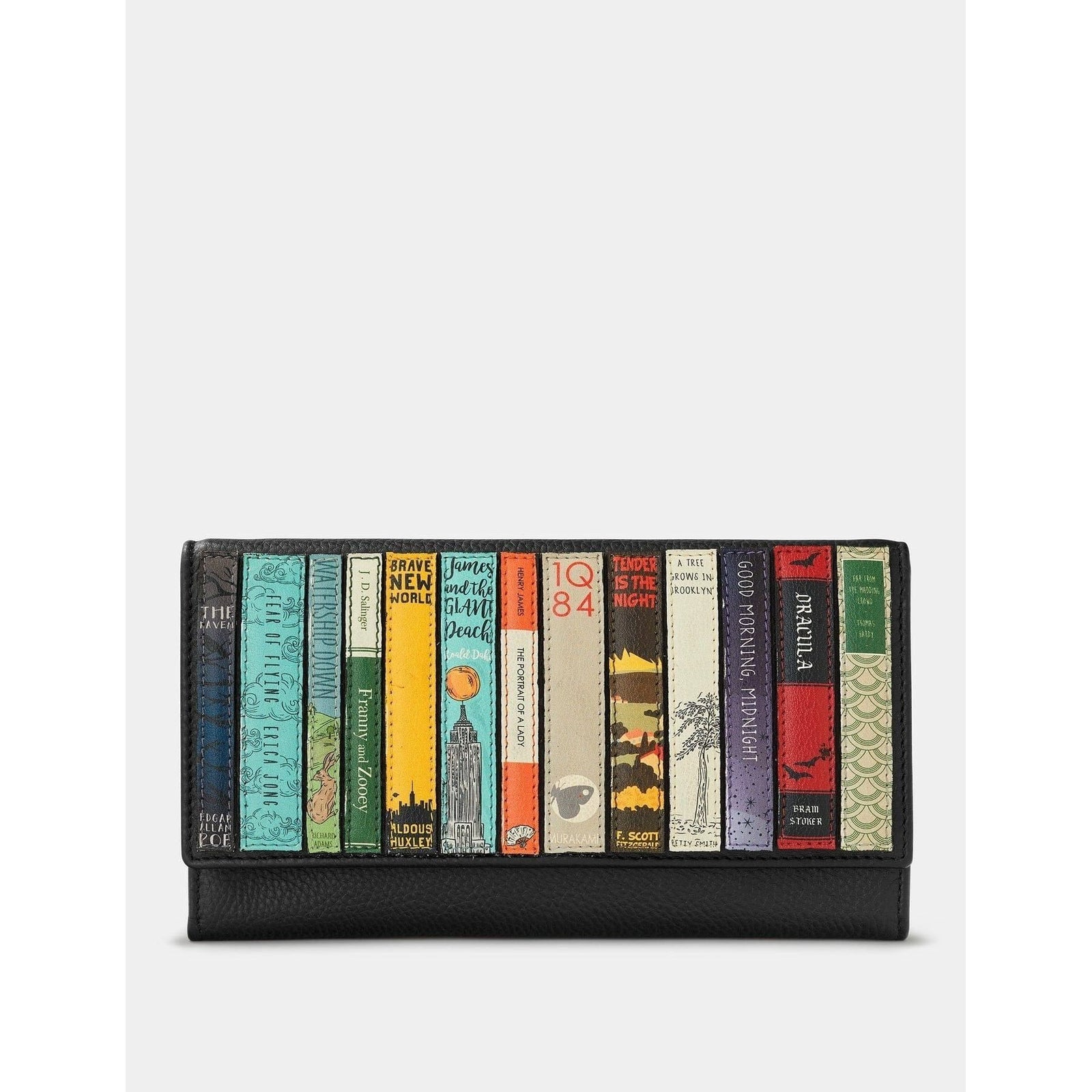 Bookworm Black Leather Front Flap Purse BookGeek